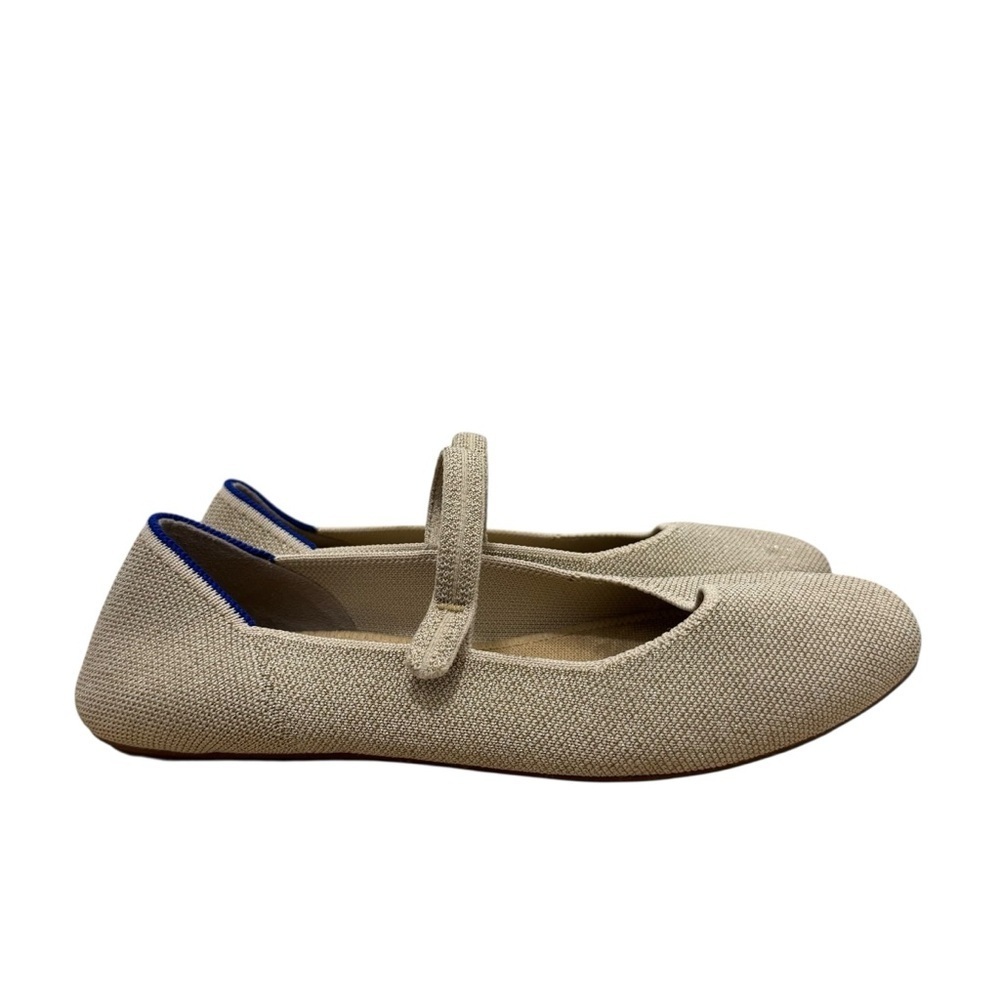 Rothy's The Square Mary Jane Beige Gardenia‎ Shimmer Flats 7.5 - Picture 2 of 6